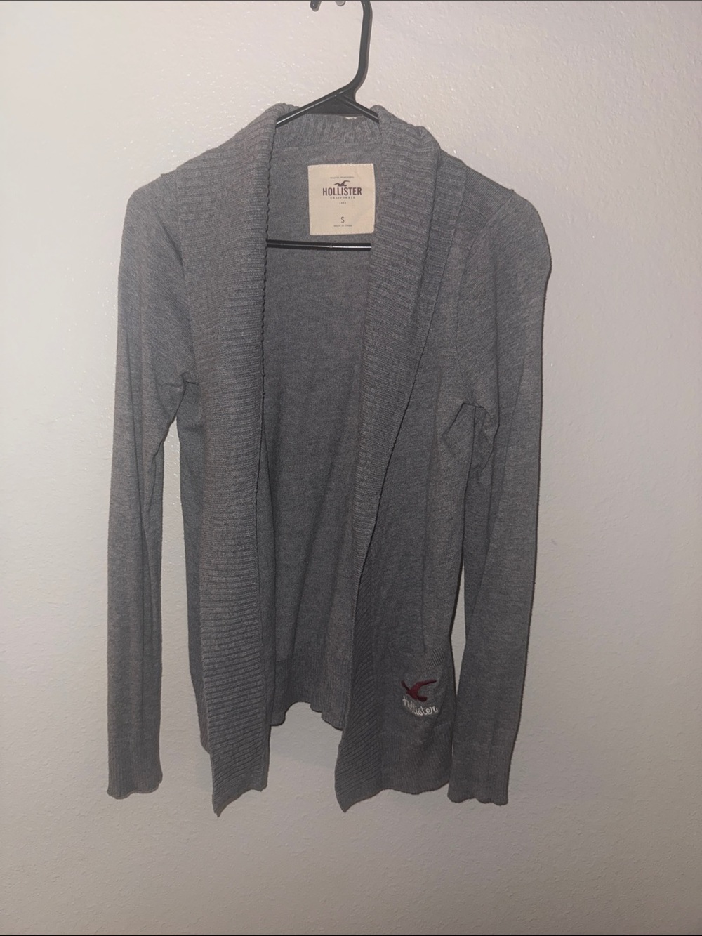 Hollister Light Gray Ribbed Shawl Collar Cardigan